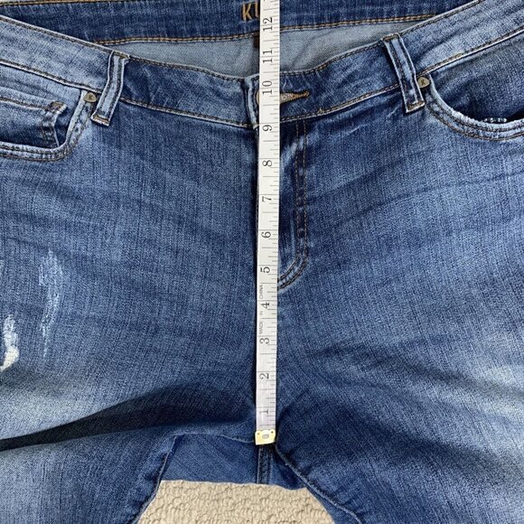 Kut From The Kloth Ankle Straight Leg Rolled Cuff Denim Blue Jeans Sz 14 - Picture 10 of 11